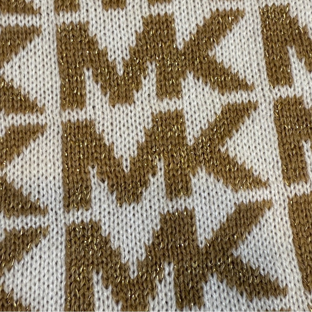 🆕 Michael Kors Gold Logo Knit Hat, Scarf & Gloves Set ✨✨New Without Tags - Picture 9 of 11